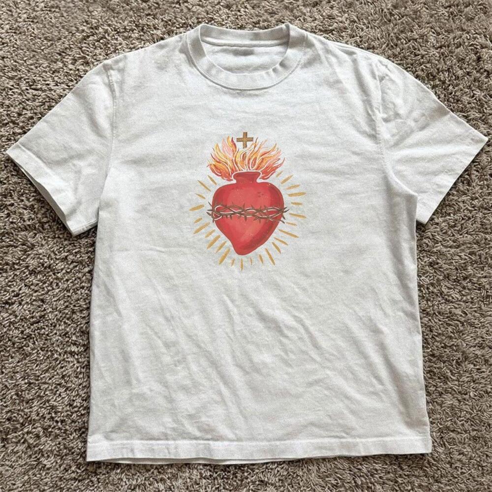 White Sacred Heart Tee